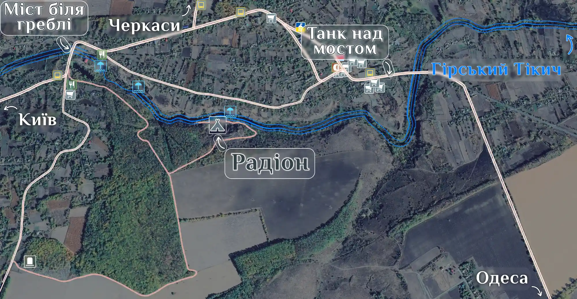 Розташування табору для палаток "Радіон" на Буцькому каньйоні